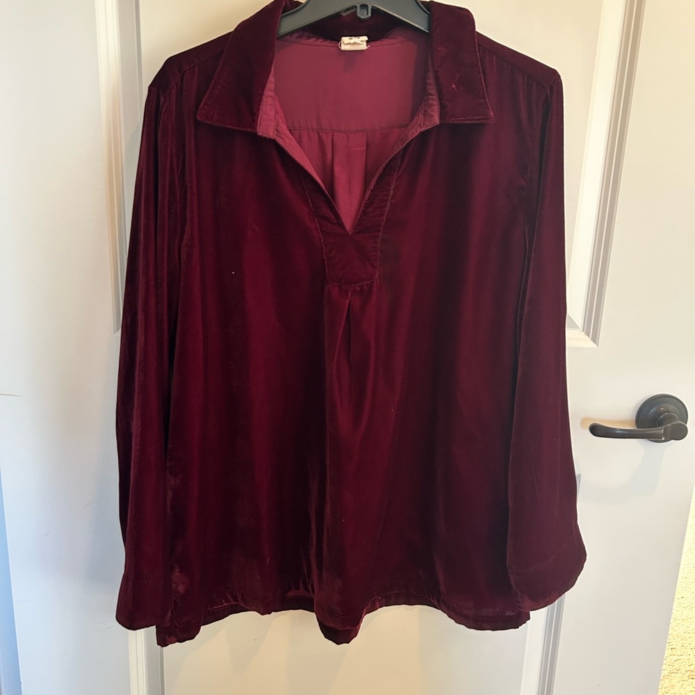 Fall Velvet Burgundy Blouse